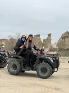 Sunset ATV tour in Göreme, Cappadocia with panoramic valley views and red rock landscapes